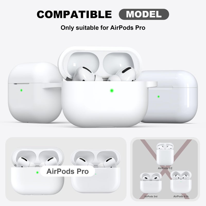 R-fun for AirPods Pro 2nd/1st Generation Case with Cleaner Kit,Soft Silicone Protective Case Cover for Apple AirPod Pro 2/1 for Women Men,AirPods Pro Case Accessories with Keychain,White - Image 4